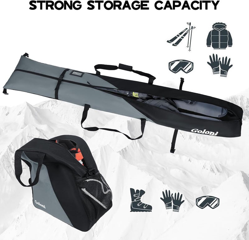Goloni Ski Bag and Boot Bag Combo,Ski Bags for Air Travel,Snowboard Bag Fits for Skis Up to 180 CM and Boots Up To Size US13 - Image 2